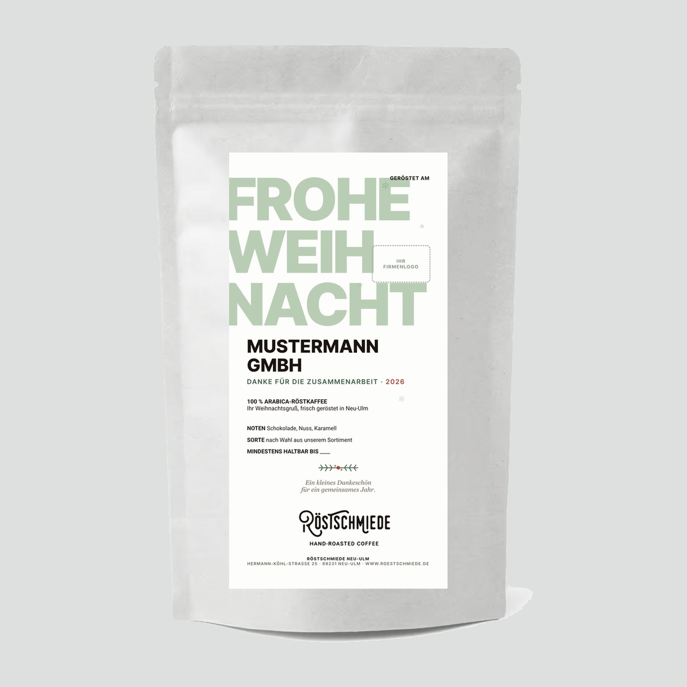Firmengeschenk Kaffee mit eigenem Etikett und Firmenlogo