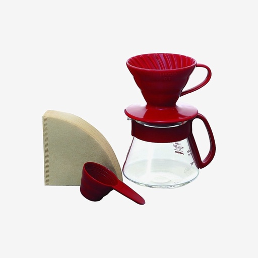 HARIO V60 Colour Dripper & Pot Red